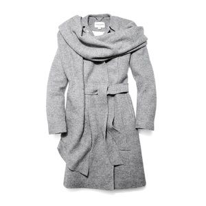 Cole Haan Signature | Grey Wool Blend Draped Scarf Coat Size Medium Size 6